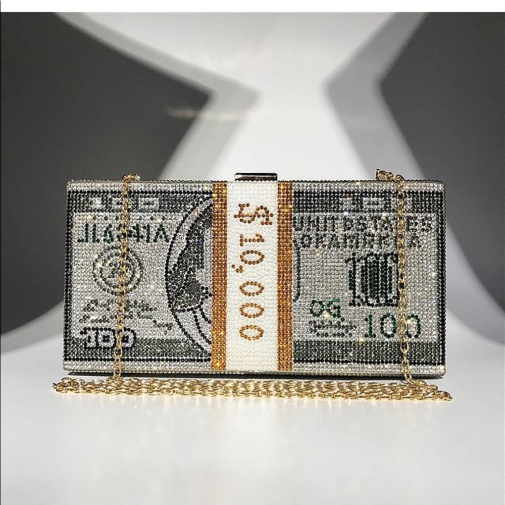MONEY BAG 💵💵💵 Crystal Diamond Purse - Picture 2 of 5